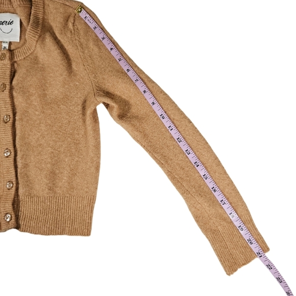 Aerie Wool Blend Button Up Sweater, Peachy Orange, XS - Picture 10 of 11